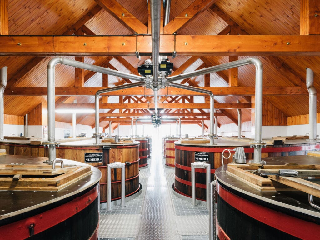 The washbacks at the Fettercairn distillery